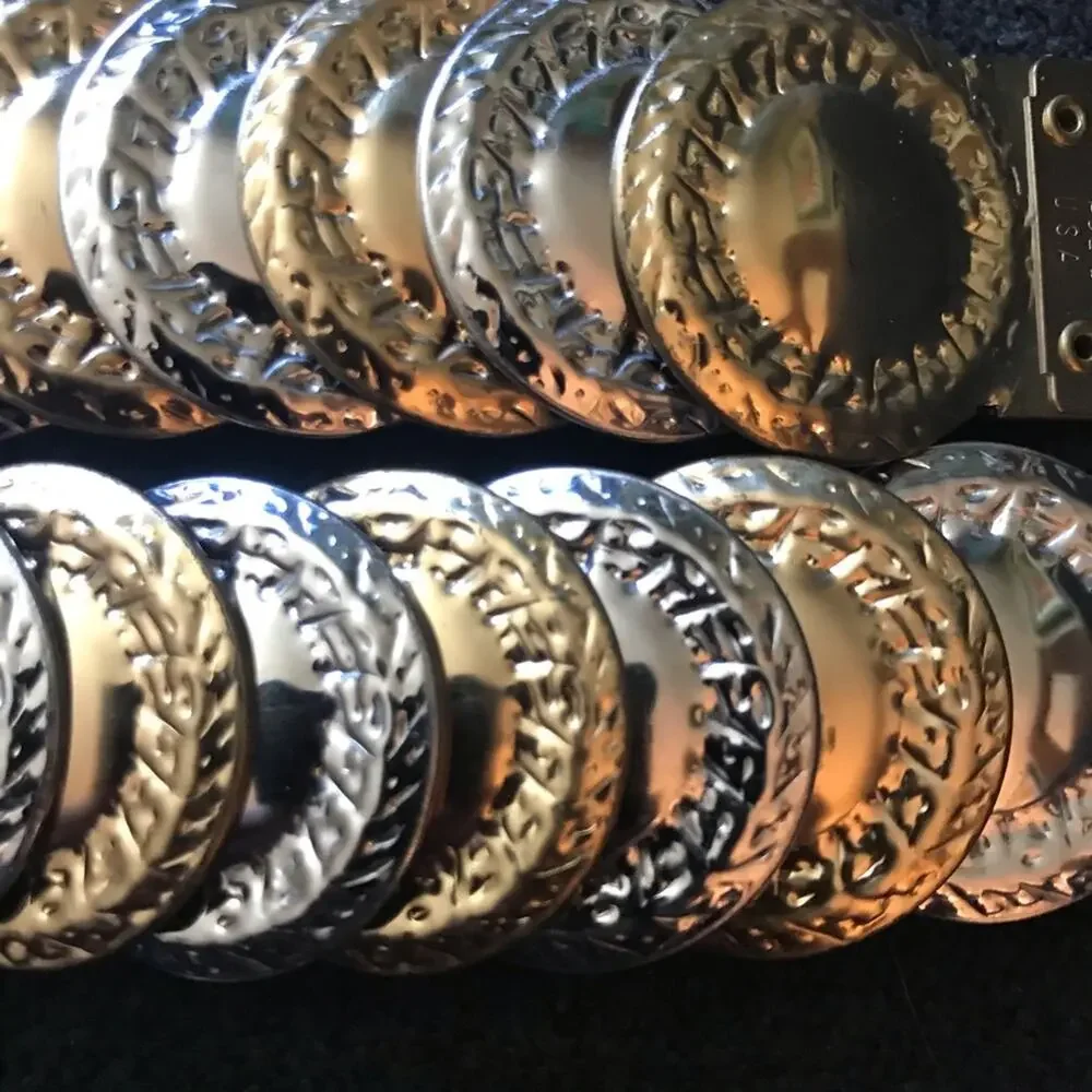 1970s Gold & Silver Tone Coin Disc Stretch Belt